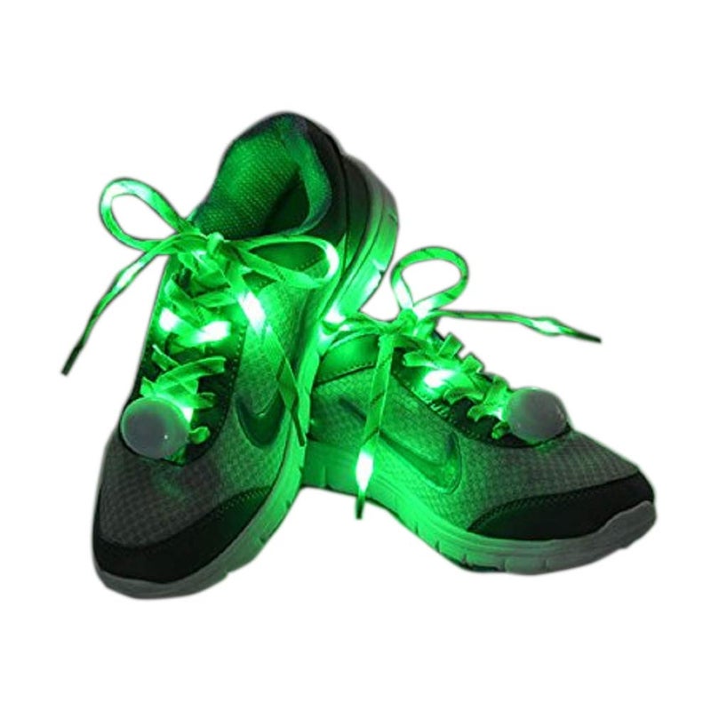 F Flammi Flammi LED Nylon Shoelaces Light Up Glow in The Dark for Party Dancing Skating (Green) - Image 1